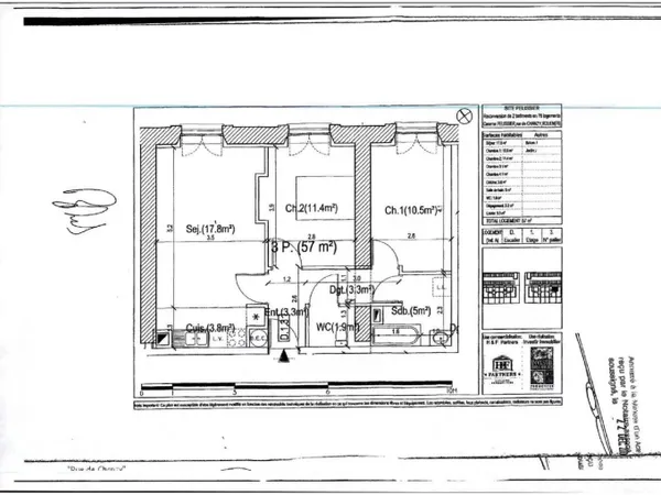Appartement 3 pièces 57 m² 