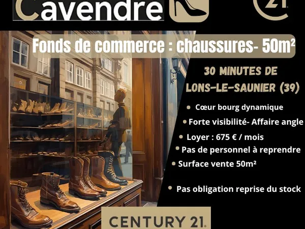 Chaussures, fonds de commerce 50 m² LONS LE SAUNIER 