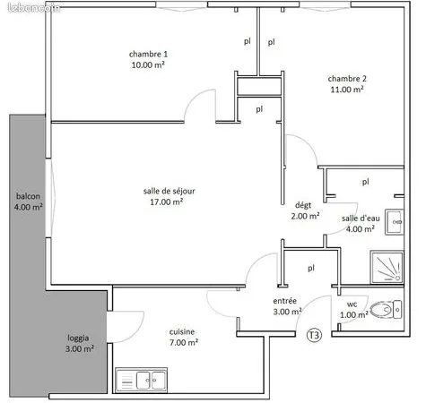 Appartement 3 pièces 58 m² 