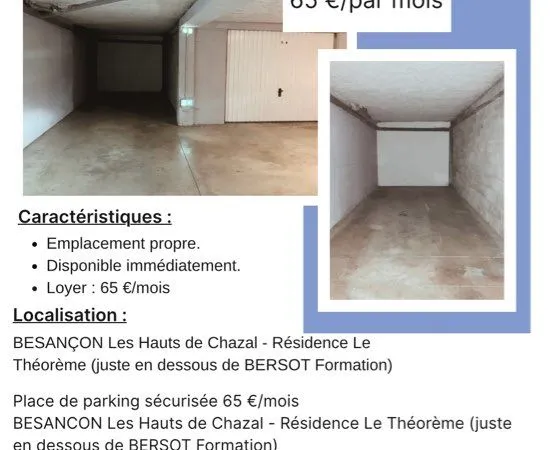 Location place de parking 