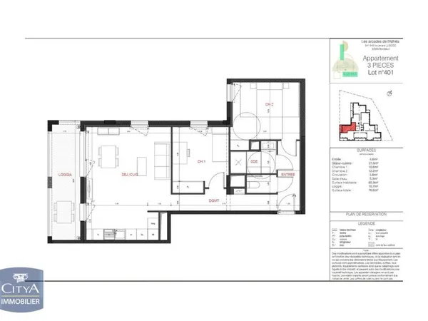 Appartement 3 pièces 66 m² 