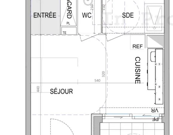 Studio 1 pièce 32 m² 