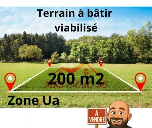Terrain à bâtir viabilisé, de 200 m2, zone UA 