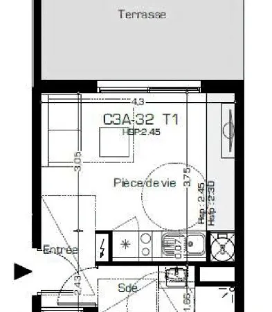 Appartement en résidence 1 pièce 22 m² 