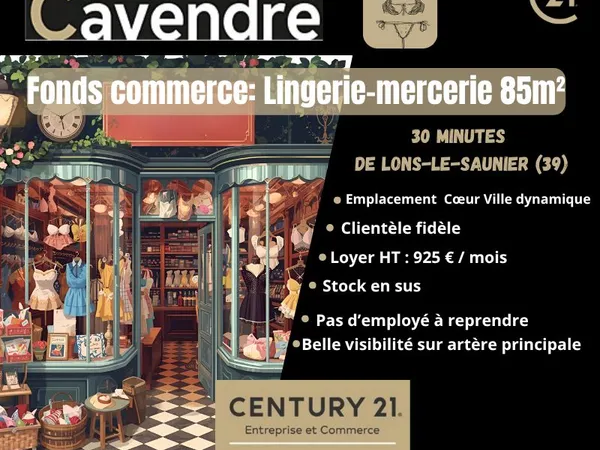 Fonds de commerce, mercerie 85 m² LONS LE SAUNIER 
