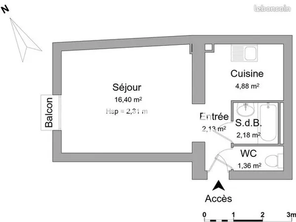Appartement 1 pièce 27 m² 
