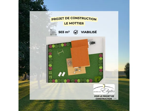 Terrain plat viabilisé, à bâtir sur la commune de Le Mottier (38) 