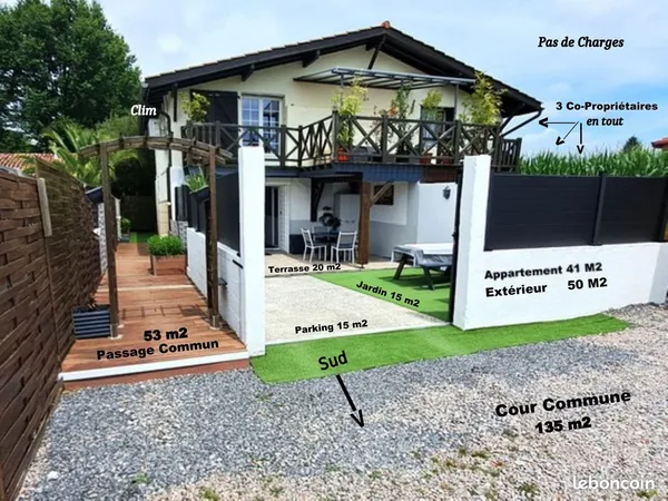 Appart R. D. J. 90 M2 au Sol (Habitat + Terrasse + Parking + Jardin) Plein Sud 