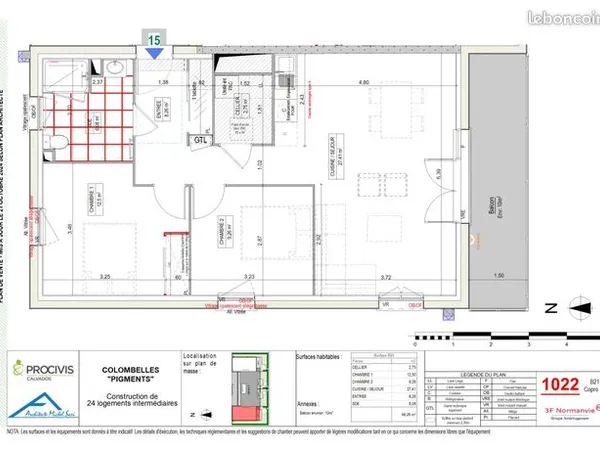 Appartement 3 pièces 66 m² 