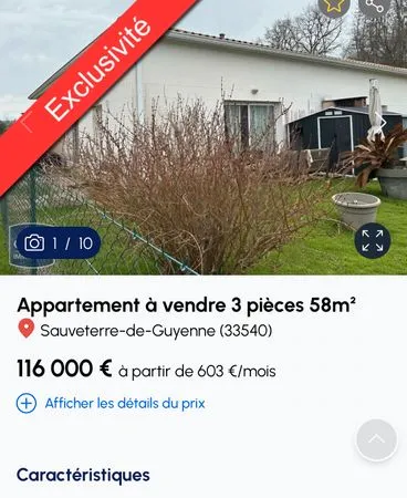 Vend maison loué 