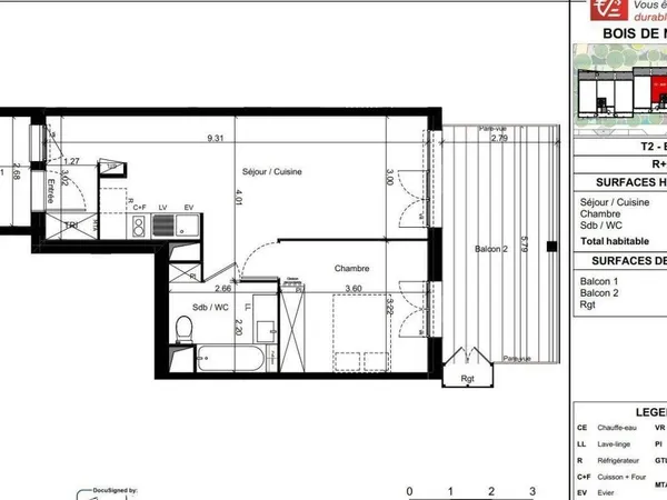 Appartement 2 pièces 46 m² 