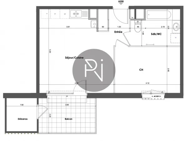 Appartement 2 pièces 44 m² 