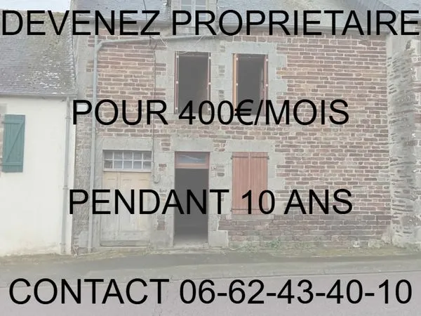 Maison avec gros travaux en prêt vendeur 400 euros /mois 