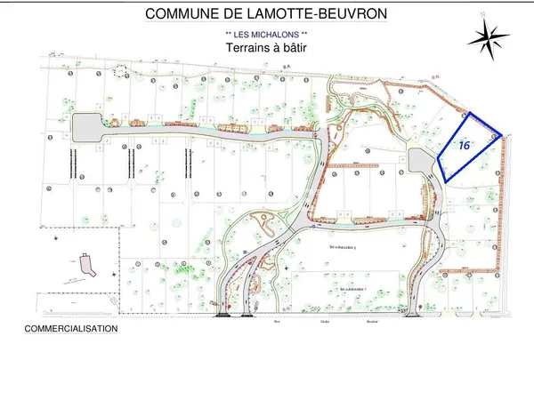 TERRAIN CONSTRUCTIBLE DANS LOTISSEMENT À LAMOTTE BEUVRON 