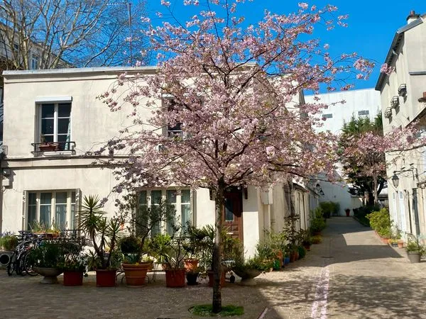Vend maison au calme d'une très grande cour, 2 chambres (Paris 17e) 