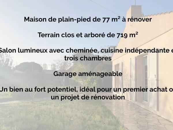 Vends maison - 77m² 