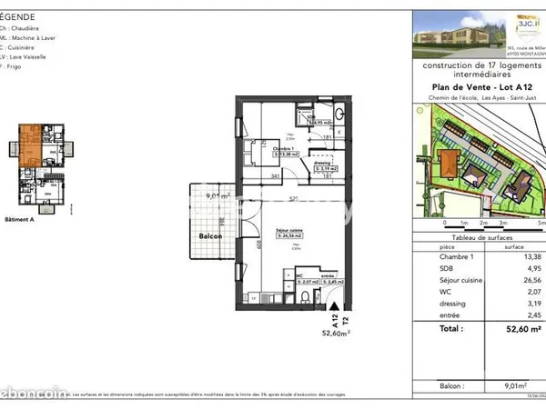 Appartement 2 pièces 52 m² 