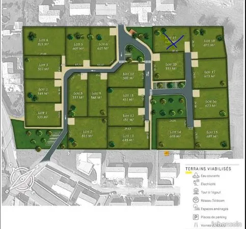 Terrain 620 m² 