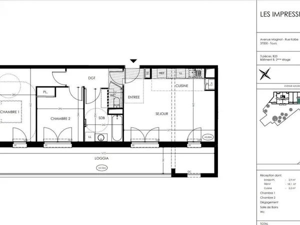 Appartement 3 pièces 63 m² 