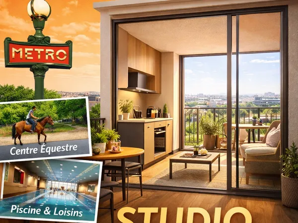 CHARMANT STUDIO DE 29M² AVEC GRAND BALCON A 300 DU METRO 7 ET FUTUR 15 