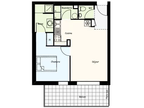Appartement 2 pièces 46 m² 