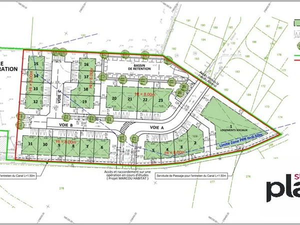 Pezilla la rivière Terrain constructible 2 faces de 198m2 