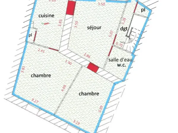 Appartement 3 pièces 59 m² 