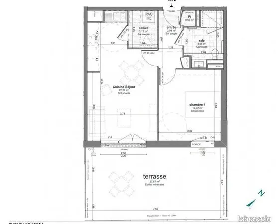 Appartement 2 pièces 48 m² 