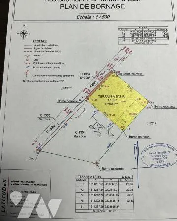 Terrain 600 m² 