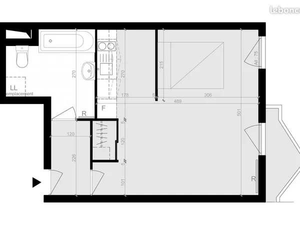 T1 35 m² meublé avec balcon (DOUA/FAC) en bon état 