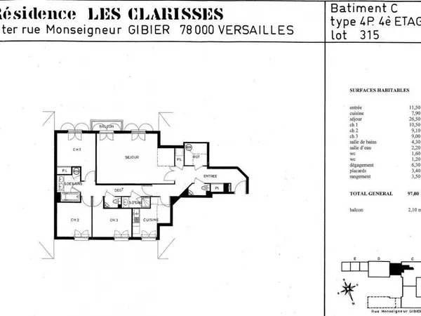 Appartement 4 pièces 97 m² 