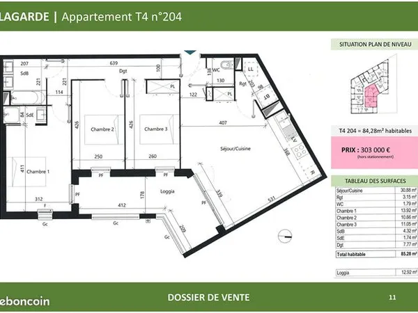 Appartement 4 pièces 85 m² 