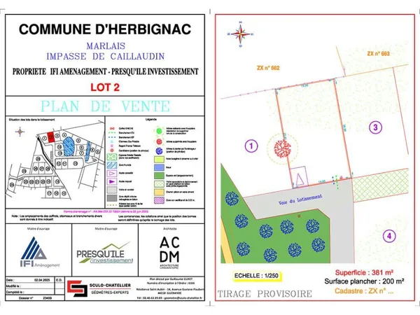 Terrain 381 m² Herbignac 