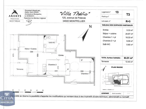 Appartement 3 pièces 63 m² 
