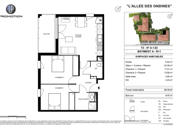 Appartement 3 pièces 62 m² 