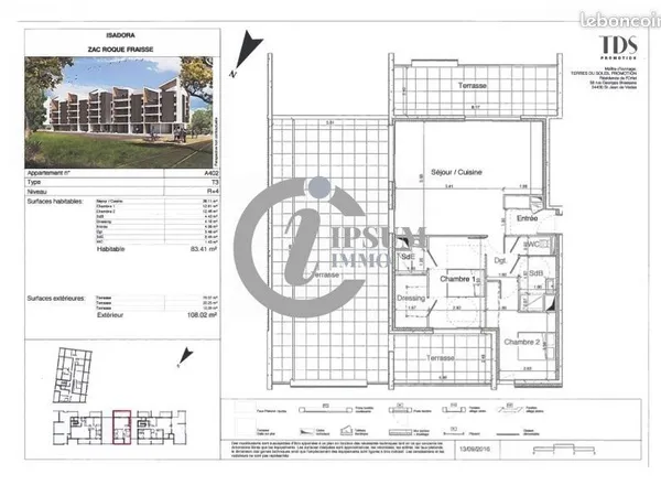 Appartement 3 pièces 83 m² 