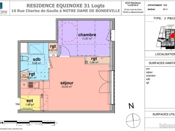 Appartement 2 pièces 44 m² 