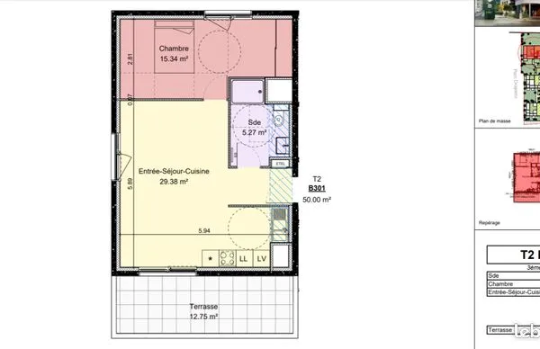 Appartement 2 pièces 50 m² 