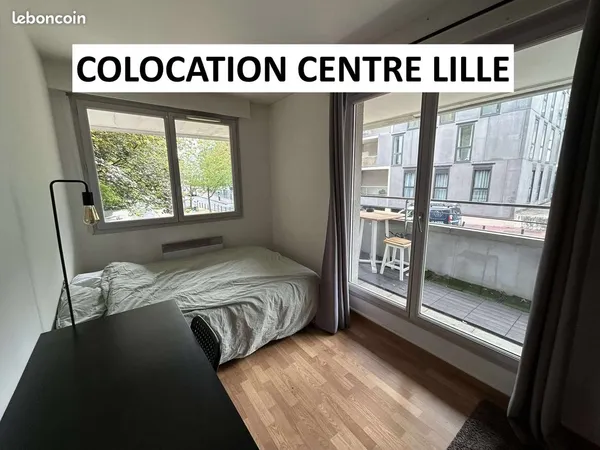 CoIocation chambre meublée. Centre Lille. A deux minutes à pied metro lille europe. APL ok, lave 