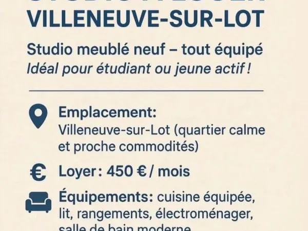 Appartement Location Villeneuve-sur-Lot 1p 34m² 450€