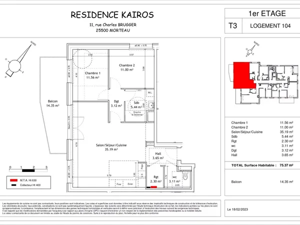 Appartement 3 pièces 75 m² 