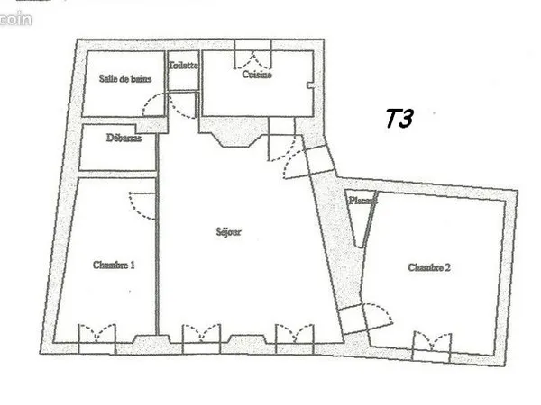 T3 en rez de chaussée au centre de Soissons 