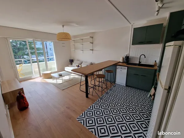Nantes - T2 meublé 44 m² entièrement rénové - Terrasse 9 m² - Parking - Cave 