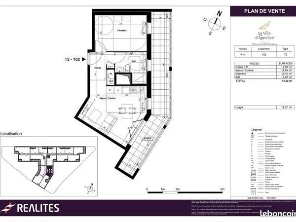 Appartement 2 pièces 41 m² 