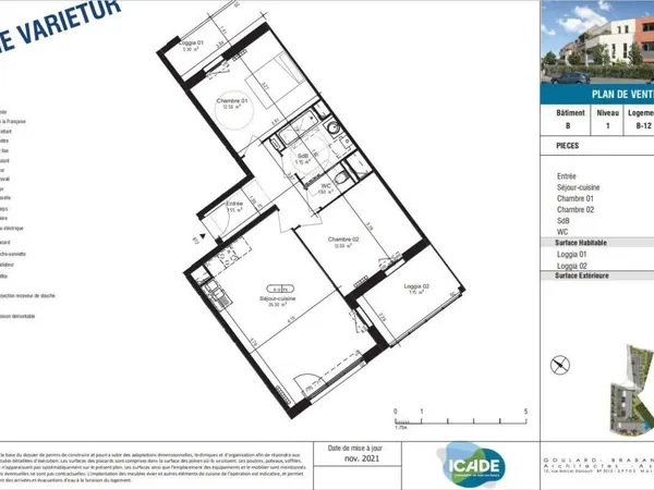 Appartement 3 pièces 65 m² 