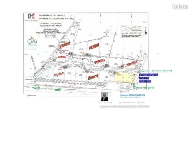 Terrain 714 m² Colombieres Sur Orb 