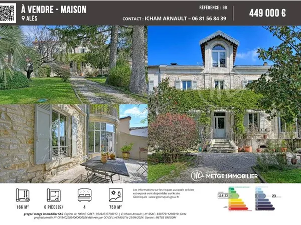 Vends maison 166m² avec grand jardin en pleine ville 