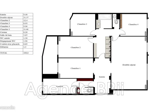 Appartement 5 pièces 109 m² 