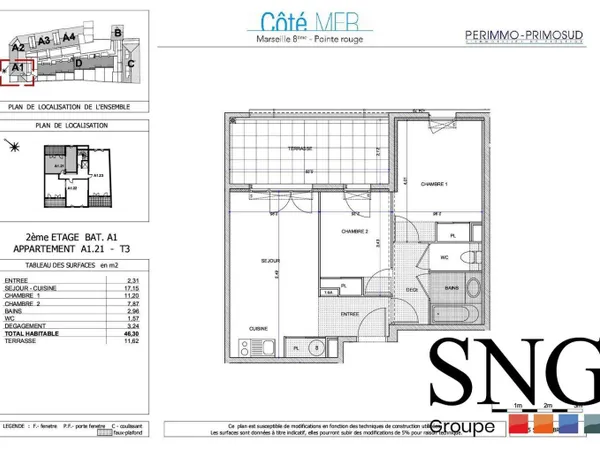 Appartement 3 pièces 46 m² 