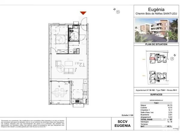 Appartement 2 pièces 67 m²